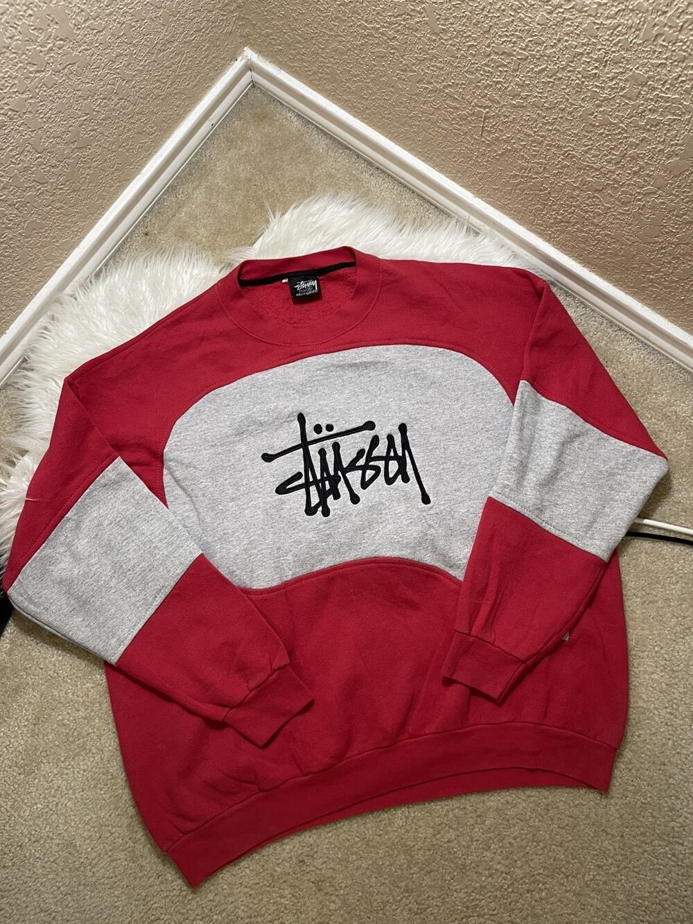 Stussy Vintage Reworked Embroidered Men’s Sweatshirt Size XL